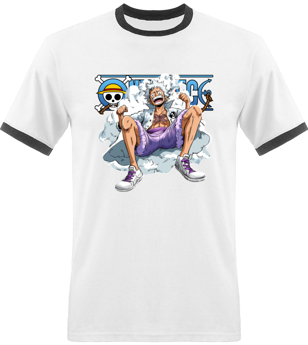 T shirt One piece Luffy Gear 5 avec Bordure