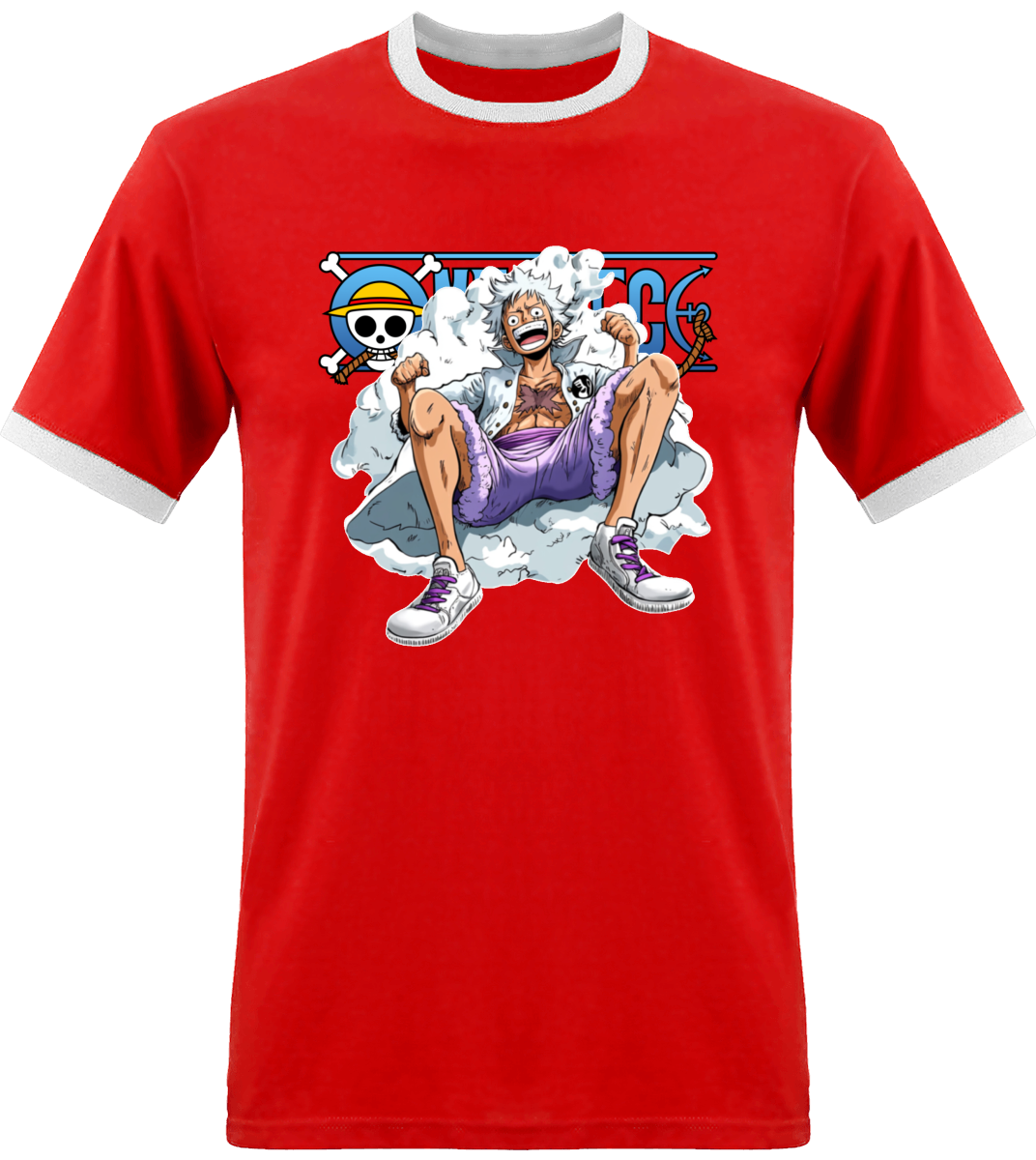T shirt One piece Luffy Gear 5 avec Bordure