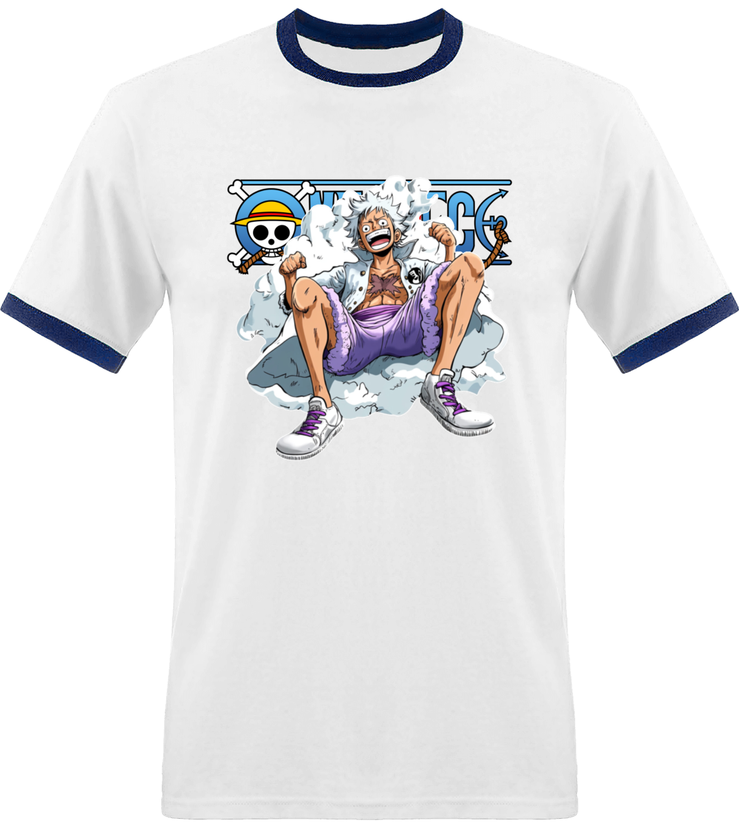 T shirt One piece Luffy Gear 5 avec Bordure