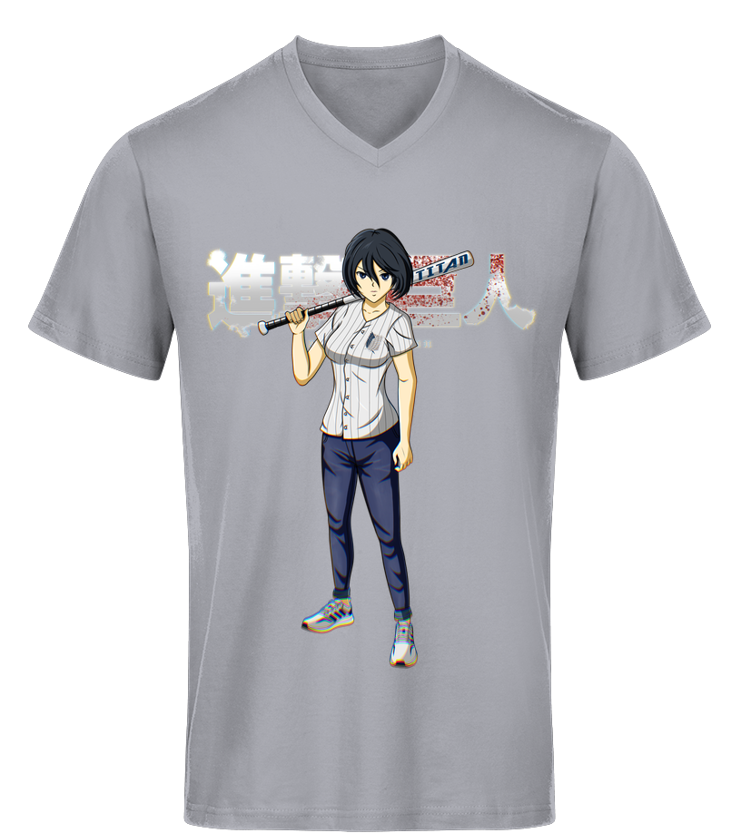 T Shirt Attaque Des Titans Col V Bio Mikasa