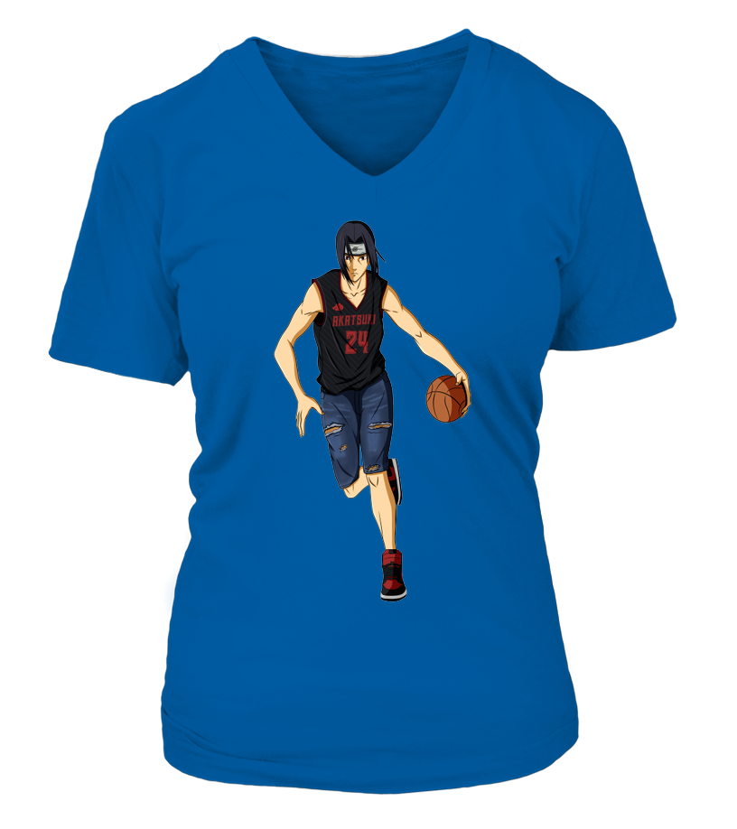 T-Shirt Naruto Femme Col V Itachi Basketball