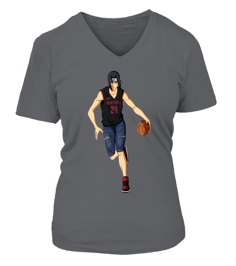 T-Shirt Naruto Femme Col V Itachi Basketball