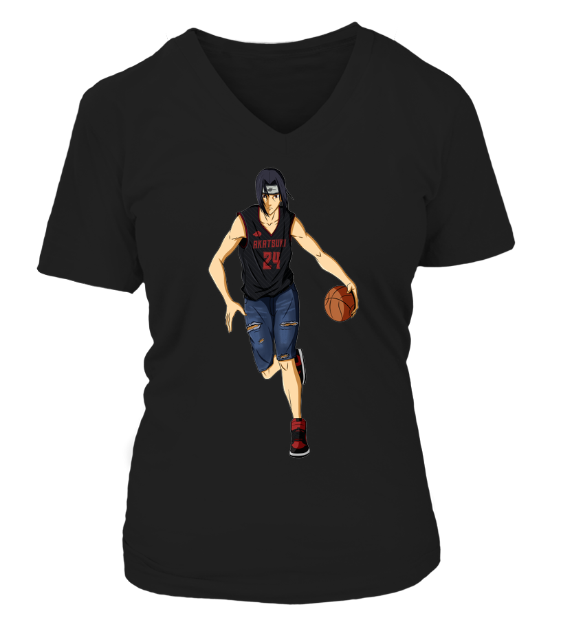 T-Shirt Naruto Femme Col V Itachi Basketball